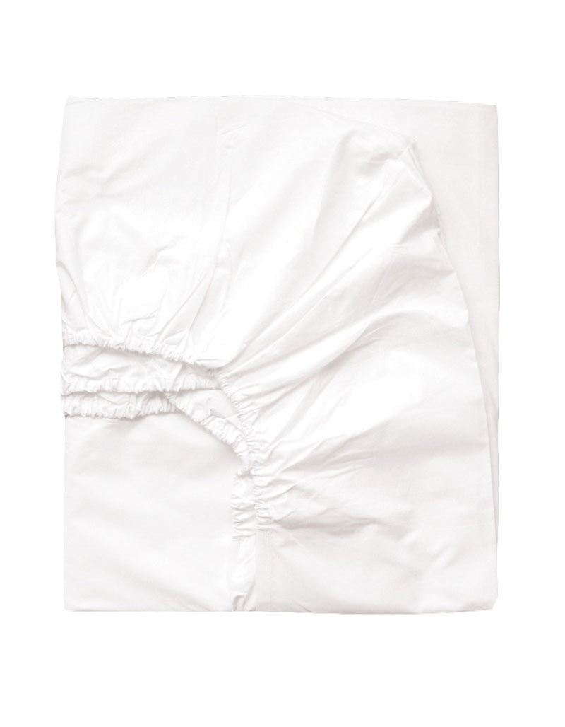 Drap housse BLANC satin 150 fils - Bonnet 27 cm