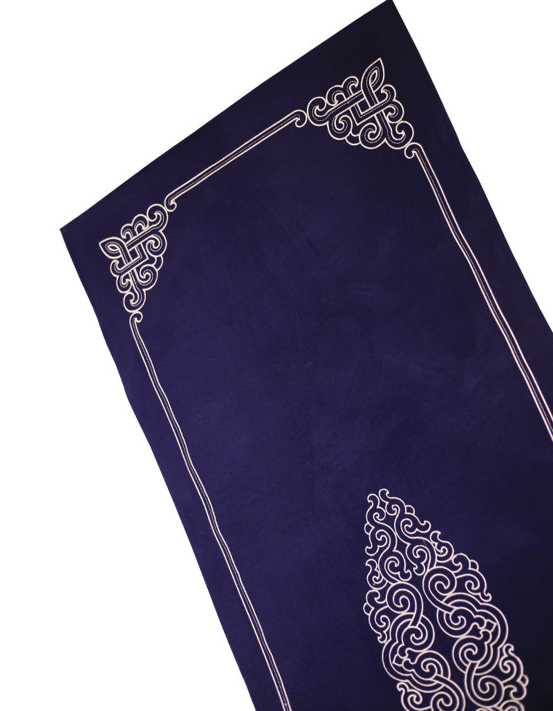 Chemin de lit BLUE NIGHT broderie argent